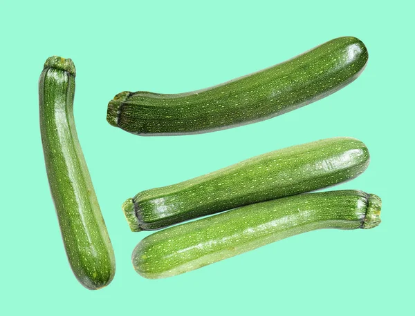 Frisches Grünes Zucchini Oder Zucchinigemüse Isoliert Mit Schnittpfad Kein Schatten — Stockfoto