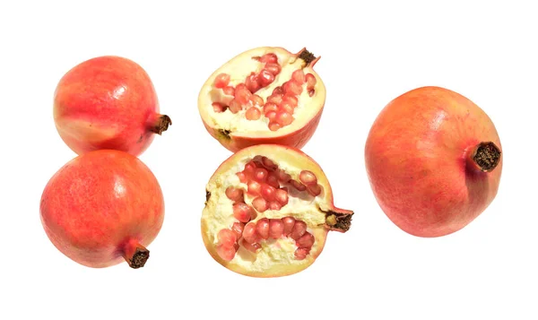 Fresh Ripe Red Pomegranate Fruit Isolated Shadow Clipping Path Pastel — Stock Photo, Image