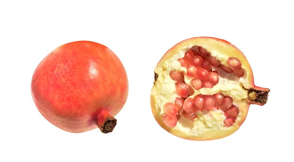 Fresh Ripe Red Pomegranate Fruit Isolated Shadow Clipping Path Pastel — Stock Photo, Image