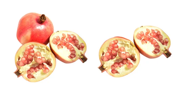 Färsk Mogen Röd Granatäpple Frukt Isolerad Ingen Skugga Med Klippning — Stockfoto