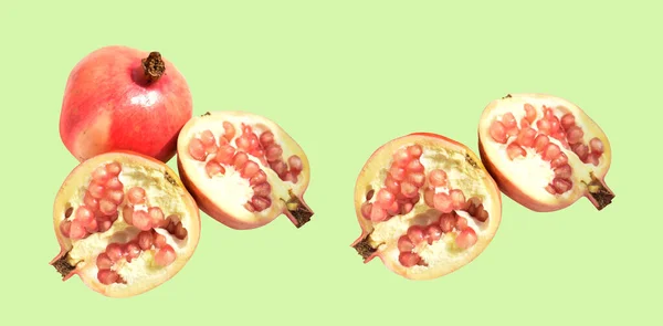 Fresh Ripe Red Pomegranate Fruit Isolated Shadow Clipping Path Pastel — Stock Photo, Image