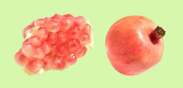 Färsk Mogen Röd Granatäpple Frukt Isolerad Ingen Skugga Med Klippning — Stockfoto