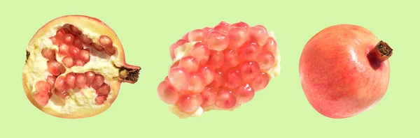 Φρέσκα Ώριμα Κόκκινα Φρούτα Ροδιού Απομονωμένα Χωρίς Σκιά Μονοπάτι Παστέλ — Φωτογραφία Αρχείου
