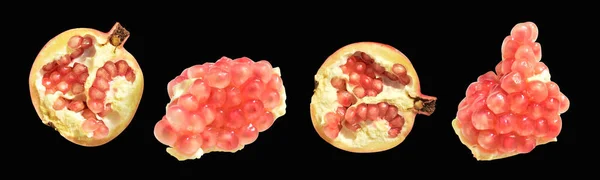 新鮮な熟した赤いザクロ果実は孤立し パステルグリーンの背景にクリッピングパスを持つ影はありません — ストック写真