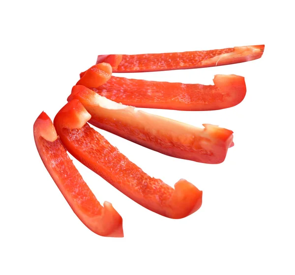 Φρέσκες Κόκκινες Πιπεριές Που Απομονώνονται Λευκό Φόντο Μονοπάτι Κοπής Χωρίς — Φωτογραφία Αρχείου