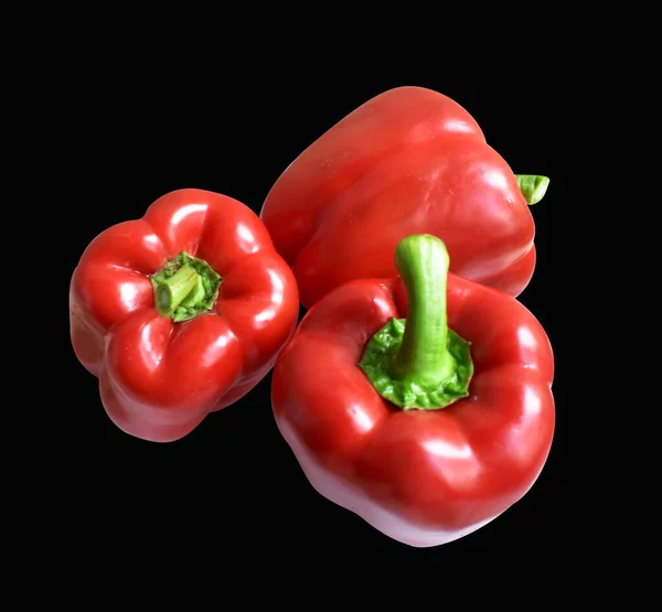 Fresh Red Bell Peppers Isolated White Background Clipping Path Shadow — Stock Photo, Image