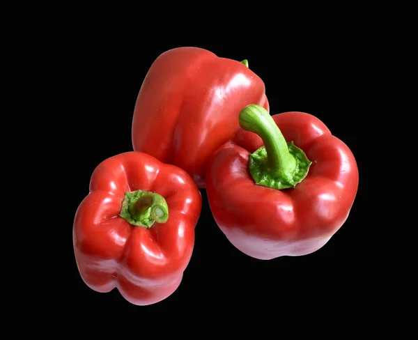 Fresh red bell peppers isolated in white background with clipping path, no shadow, half, pieces, slices