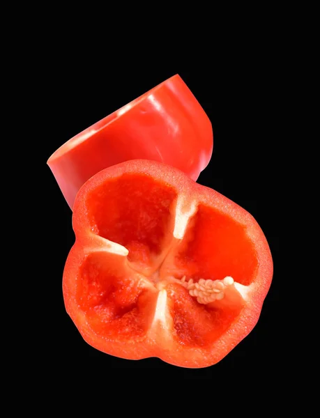 Čerstvé Červené Papriky Izolované Bílém Pozadí Výstřižkem Cesta Žádný Stín — Stock fotografie