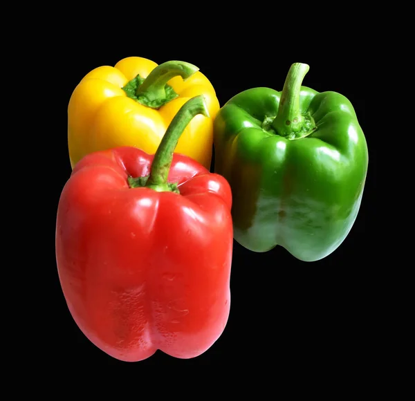 Fresh red bell peppers isolated in white background with clipping path, no shadow, half, pieces, slices