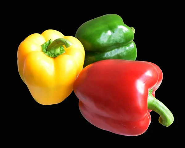 Fresh red bell peppers isolated in white background with clipping path, no shadow, half, pieces, slices