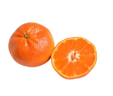 Mandalina portakalı, beyaz arka planda kırpma yolu var, gölge yok, sağlıklı meyve.