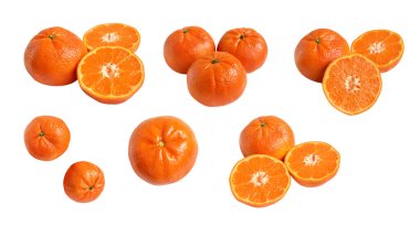 Mandalina portakalı, beyaz arka planda kırpma yolu var, gölge yok, sağlıklı meyve.