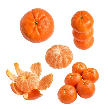 Mandalina portakalı, beyaz arka planda kırpma yolu var, gölge yok, sağlıklı meyve.