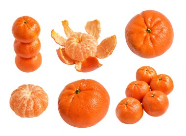 Mandalina portakalı, beyaz arka planda kırpma yolu var, gölge yok, sağlıklı meyve.