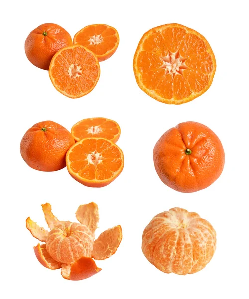 Mandarina Naranja Aislada Con Ruta Recorte Fondo Blanco Sin Sombra — Foto de Stock