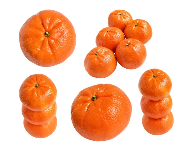 Πορτοκαλί Μανταρίνι Απομονωμένο Μονοπάτι Λευκό Φόντο Χωρίς Σκιά Υγιή Φρούτα — Φωτογραφία Αρχείου