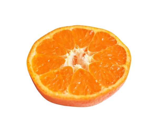 Mandarin Orange Isolerad Med Klippning Väg Vit Bakgrund Ingen Skugga — Stockfoto