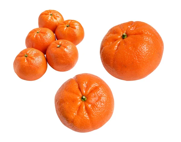 Mandarin Orange Isolerad Med Klippning Väg Vit Bakgrund Ingen Skugga — Stockfoto