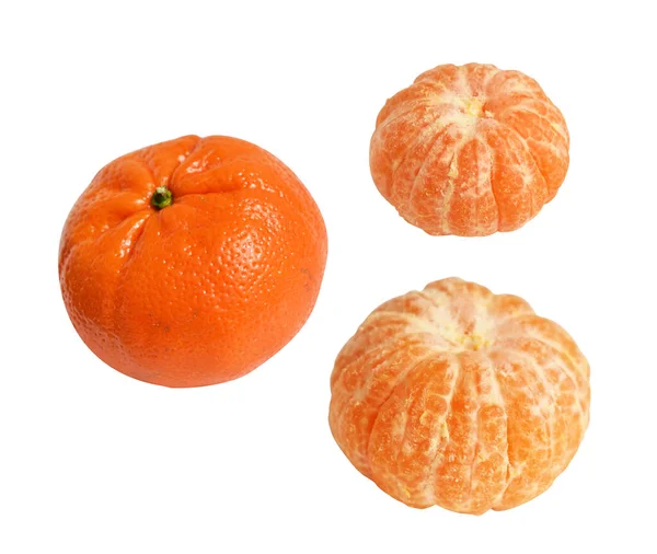 Mandarinenorange Isoliert Mit Schneideweg Vor Weißem Hintergrund Kein Schatten Gesunde — Stockfoto