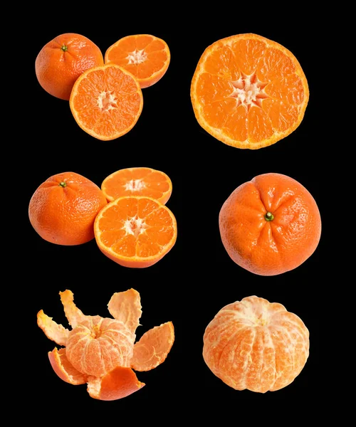 白の背景にクリッピングパスで隔離されたマンダリンオレンジ 影なし 健康的な果物 — ストック写真
