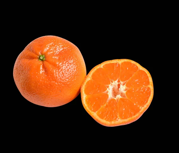 Mandarin Orange Isolerad Med Klippning Väg Vit Bakgrund Ingen Skugga — Stockfoto