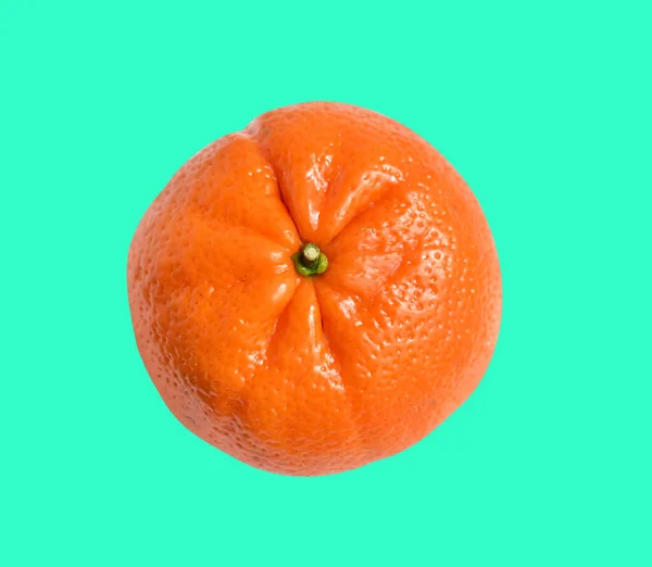 Mandarin Orange Isolerad Med Klippning Väg Grön Bakgrund Ingen Skugga — Stockfoto