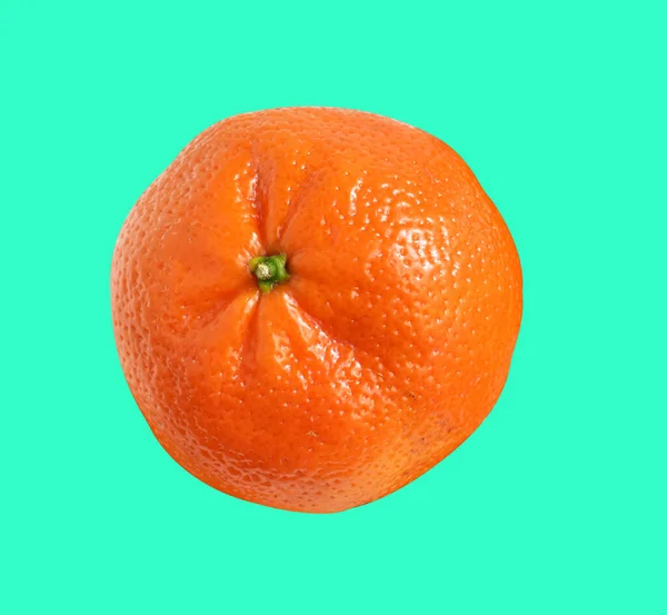 Mandarina Naranja Aislada Con Ruta Recorte Fondo Verde Sin Sombra — Foto de Stock