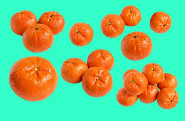 Mandarin Orange Isolated Clipping Path Green Background Shadow Healthy Fruit — Stock Photo, Image