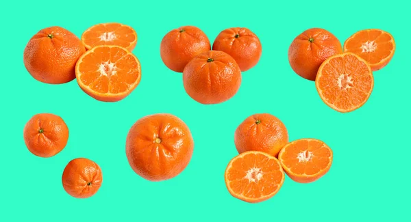 Mandarin Orange Isolated Clipping Path Green Background Shadow Healthy Fruit — Stock Photo, Image