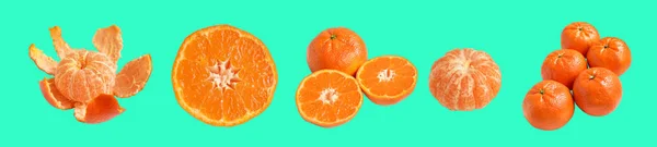 Mandarina Naranja Aislada Con Ruta Recorte Fondo Verde Sin Sombra — Foto de Stock