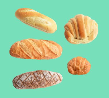 Beyaz arka planda izole edilmiş ekmek, gölge yok, ekmek, fırın, yemek, malzeme yok.