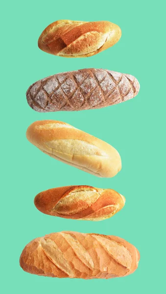 Chléb Izolovaný Bílém Pozadí Bez Stínu Bochník Pečivo Pekařství Jídlo — Stock fotografie
