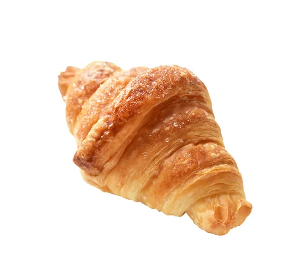 Beyaz arka planda izole edilmiş, gölgesiz peynirli kruvasan, ev yapımı tatlı.