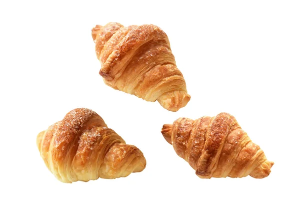 Sýrový Croissant Izolovaný Bílém Pozadí Odstřihovací Pěšinou Bez Stínu Domácí — Stock fotografie