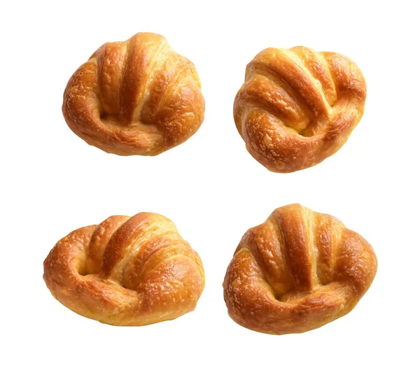 Croissant Keju Diisolasi Dalam Latar Belakang Putih Dengan Jalur Kliping — Stok Foto
