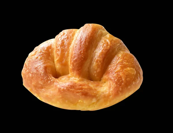 Croissant Queijo Isolado Fundo Preto Com Caminho Recorte Sem Sombra — Fotografia de Stock