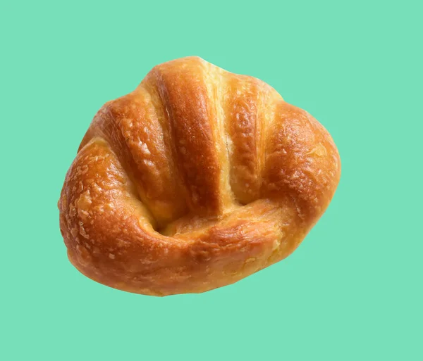 Kaas Croissant Geïsoleerd Groene Achtergrond Met Clipping Pad Geen Schaduw — Stockfoto