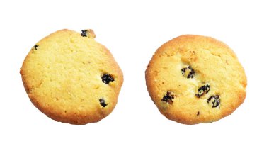 İzole bisküviler, tatlı krakerler, kırpma yolu olan kurabiyeler, beyaz arka planda gölge yok.