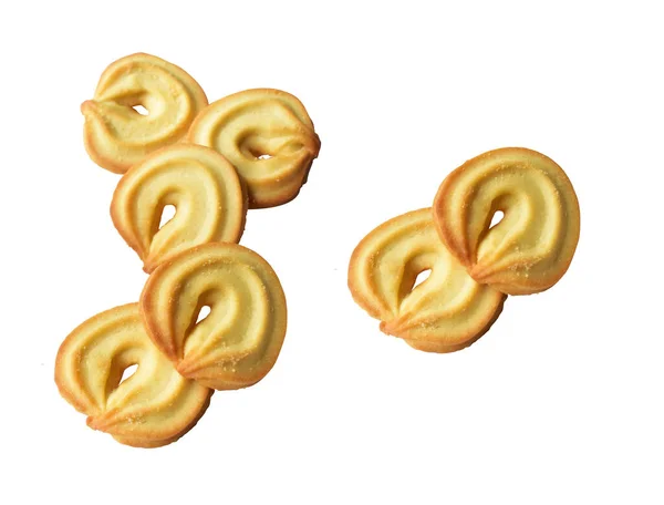 Biscotti Isolati Cracker Burro Dolce Biscotti Con Percorso Ritaglio Nessuna — Foto Stock