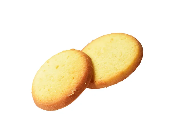 ビスケット隔離された甘いバタークラッカー クリッピングパスを持つクッキー 白い背景の影 — ストック写真