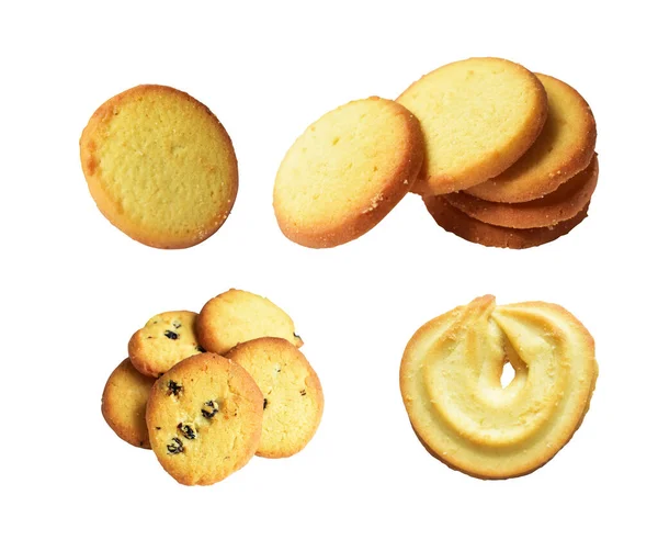 Biscoitos Isolados Biscoitos Manteiga Doce Biscoitos Com Caminho Recorte Sem — Fotografia de Stock