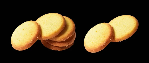 Herbatniki Izolowane Krakersy Słodkiego Masła Ciasteczka Ścieżką Wycinania Bez Cienia — Zdjęcie stockowe