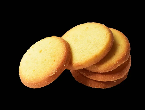 Biscuits Isolated Sweet Butter Crackers Cookies Clipping Path Shadow Black — Stock Photo, Image