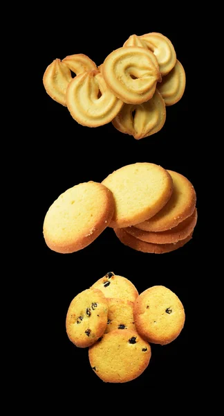 Biscuits Isolated Sweet Butter Crackers Cookies Clipping Path Shadow Black — Stock Photo, Image