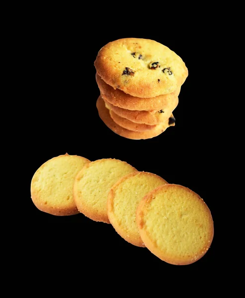 Biscuits Isolated Sweet Butter Crackers Cookies Clipping Path Shadow Black — Stock Photo, Image