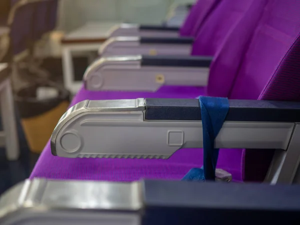 Seats lined up on the plane