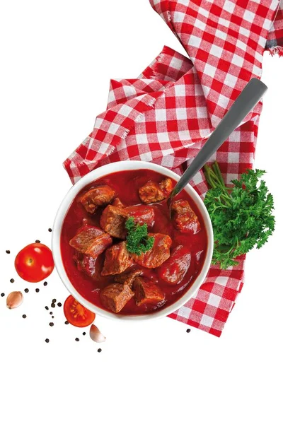 Goulash Soup White Bowl — Foto de Stock