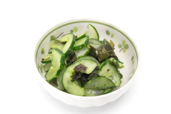 Japanese Pickle Seaweed Wakame White Ceramic Bowl Isolated White Background — Stok fotoğraf