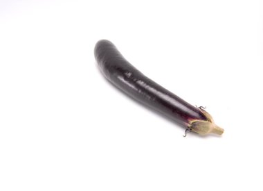 Asian eggplant isolated on white background. Japanese long eggplant.