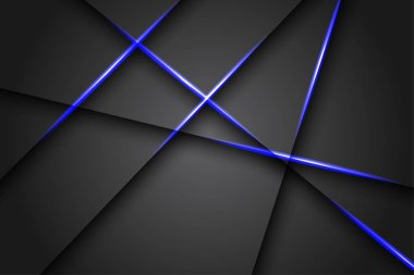 Boş uzay dizaynında koyu gri üzerine soyut mavi ışık çizgisi modern lüks fütüristik teknoloji arka planında. eps10 vektörü